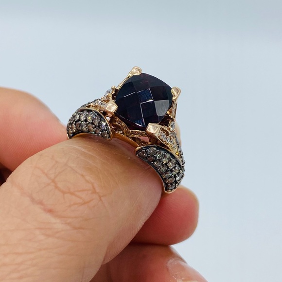 Levian Raspberry Rhodolite Garnet Diamond Ring - Picture 6 of 8